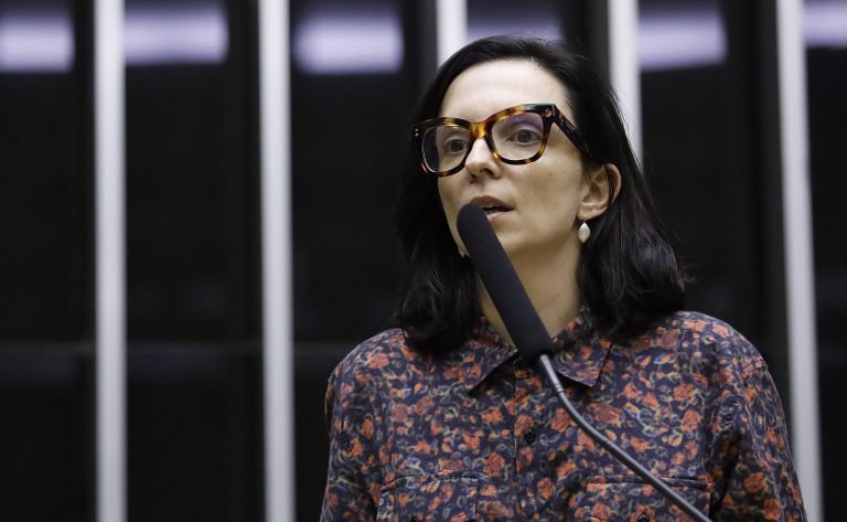 Deputada Ana Pimentel fala ao microfone